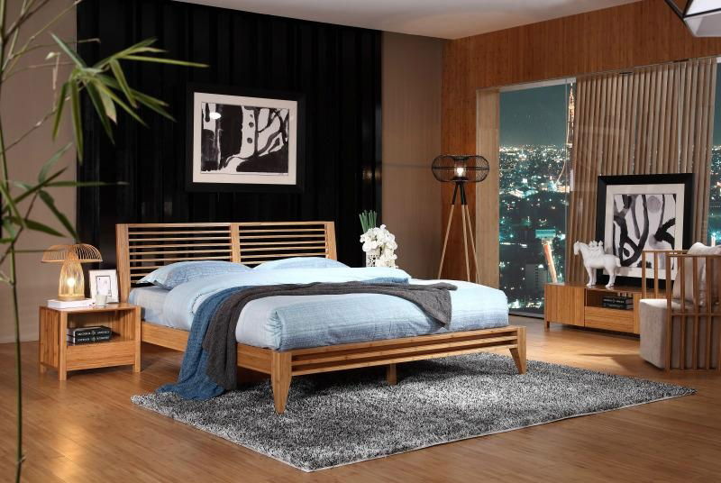 Simple practical bamboo furniture bedroom hotel double beds