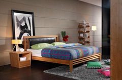 Higher and higher luxury modern bamboo furniture leather bedroom beds
