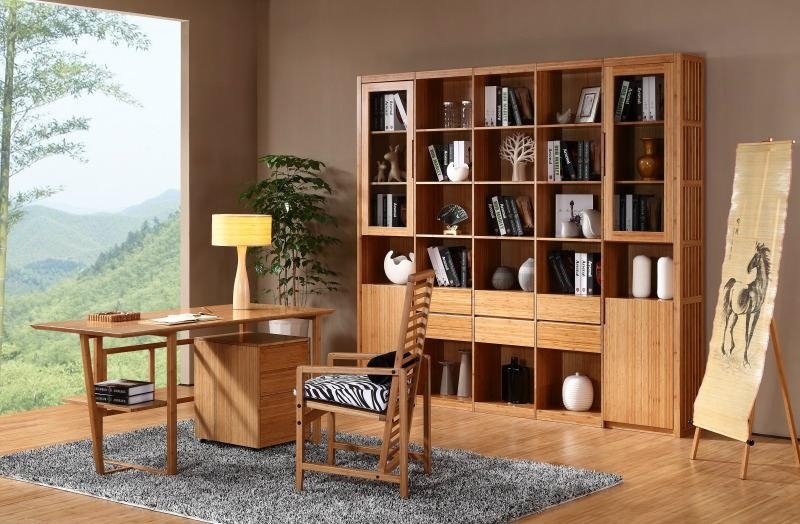 Simple generous bamboo reading room  book shelf 2