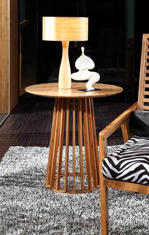 Modern simple bamboo furniture glass dining table  4