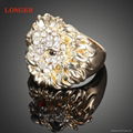 Lion head real gold-plated ring diamond