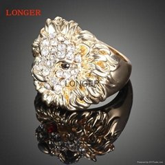 Lion head real gold-plated ring diamond ring engagement rings