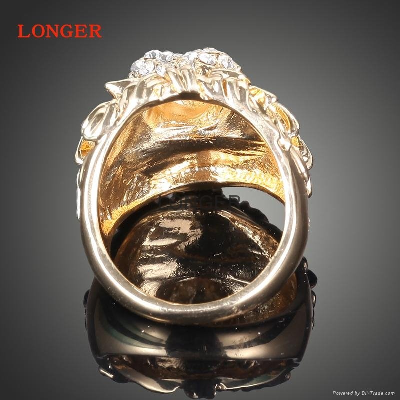 Lion head real gold-plated ring diamond ring engagement rings 4