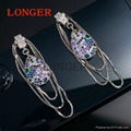Luxury inlay AAA zircon long earrings gold earrings earrings for women