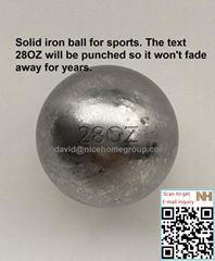 Solid iron ball with text punched