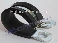 Rubber hose clamp and tube clip with rubber covered