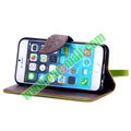 Cute Leaf Magnetic Buckle Litchi Texture Flip Stand TPU+PU Leather Case for iPho 1