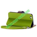 Cute Leaf Magnetic Buckle Litchi Texture Flip Stand TPU+PU Leather Case for iPho 3