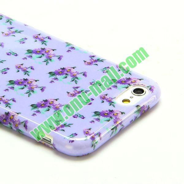 Purple Flowers Pattern TPU Case for iPhone 6 5.5 Inch 4