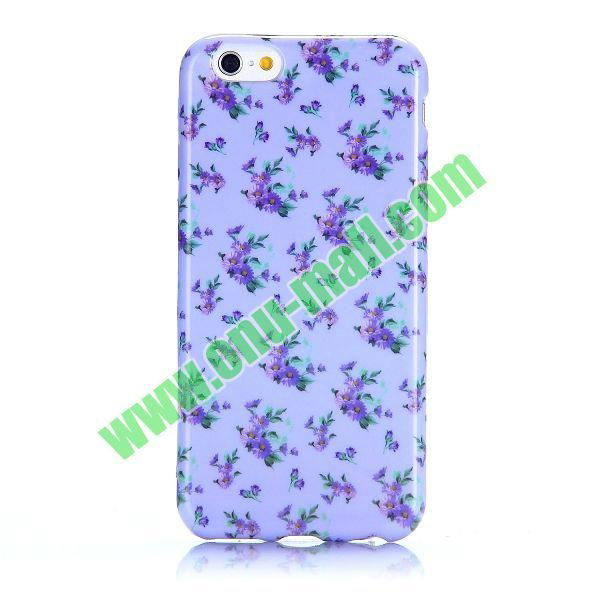 Purple Flowers Pattern TPU Case for iPhone 6 5.5 Inch 5