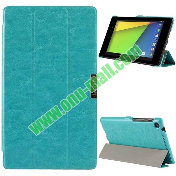 3-folding Crazy Horse Texture Leather Case with Holder for Google Nexus 7 II (20 5