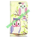 Cute Owls Pattern Magnetic Flip Stand PC+PU Leather Case for HuaWei Ascend Y330 4