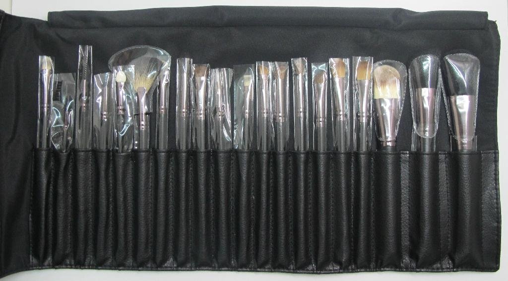 Hot Sale! Free Shipping 20 pcs Brown makeup brushes Make up Kit Makeup Set With  3