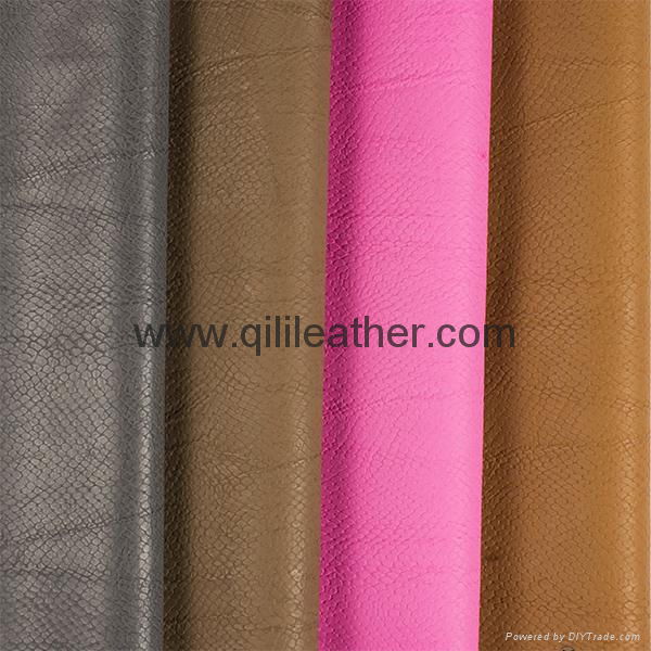 Brushed snake grain PU synthetic leather for shoes