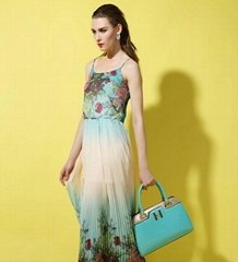 Europe And America Long Dresses Floral Gradient Fashion Women Casual Dresses