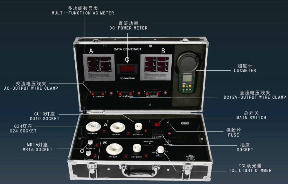 led bulb tube spot light test demo portable case