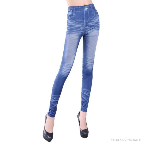 Women's Fashion Bodycon Skinny  Imitation Jeans Pants Casual Print leggings 2