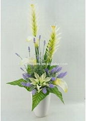 Artificial flower bonsai with calla lilies & lavender