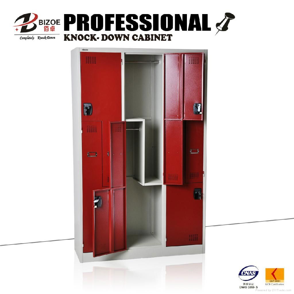 L and Z shaped six doors red knock down  steel locker 