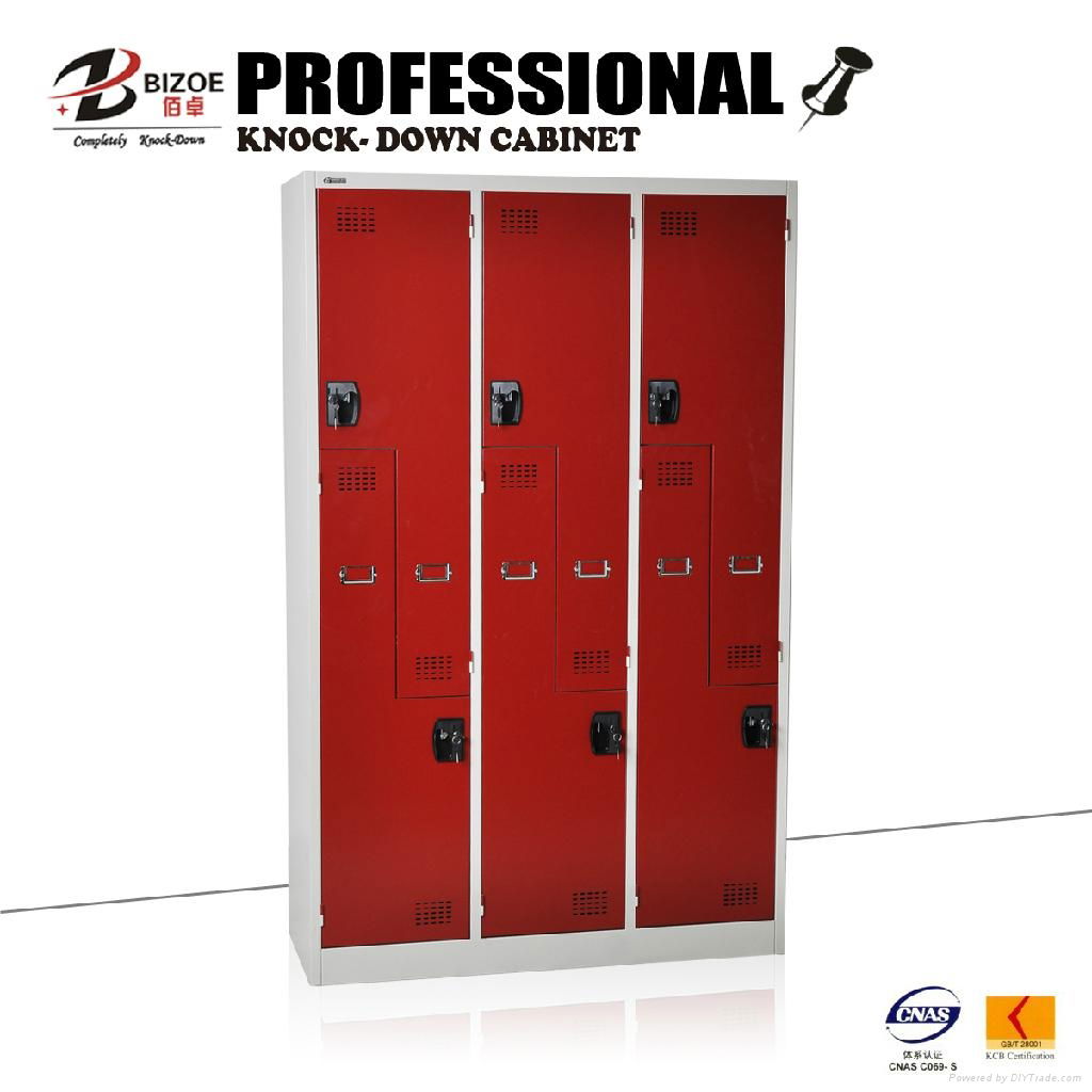 L and Z shaped six doors red knock down  steel locker  3