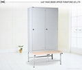 modern grey blue steel locker  wardrobe with bench  4