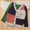 girl's V-neck contrast cardigan