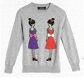 girls long sleeves carton pattern pullover sweater 1