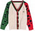 kids v-neck contrast color cable knit cardigan