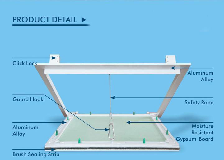 Access doors for ceiling repair work with waterproof gypsum board inside 3