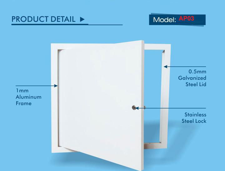Aluminum access doors with lock and key for clean place