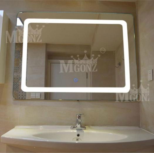 Mgonz with touch switch led anti-fog bathroom mirror double switch 2