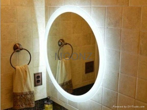 MGONZ fashion circle wall bathroom mirror led lighting anti-fog mirror