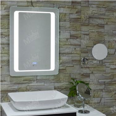 Mgonz with touch switch led time anti-fog bathroom mirror