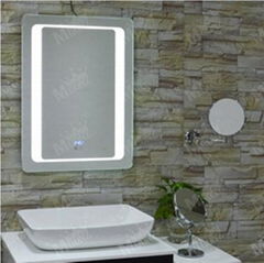 Mgonz with touch switch led time anti-fog bathroom mirror