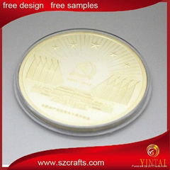 2015  custom made  metal  plated souvenir gold  coin 