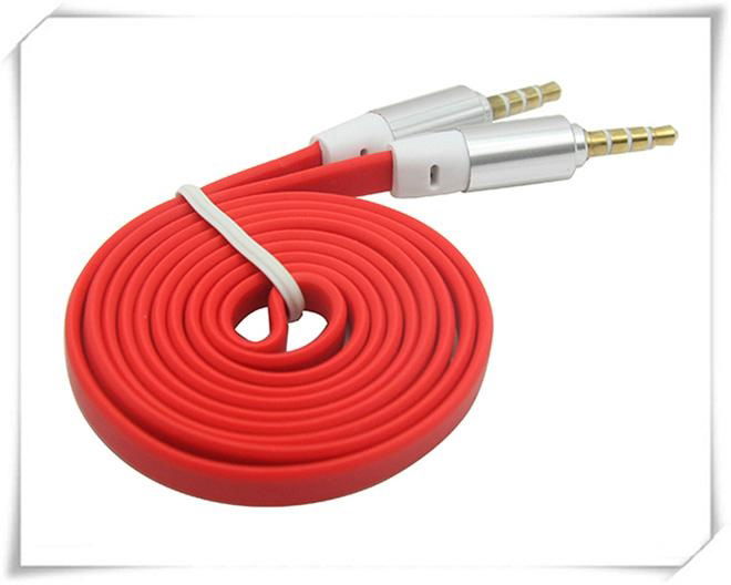 2015 hot sale colorful flat metallic aux cable made in China factory 3