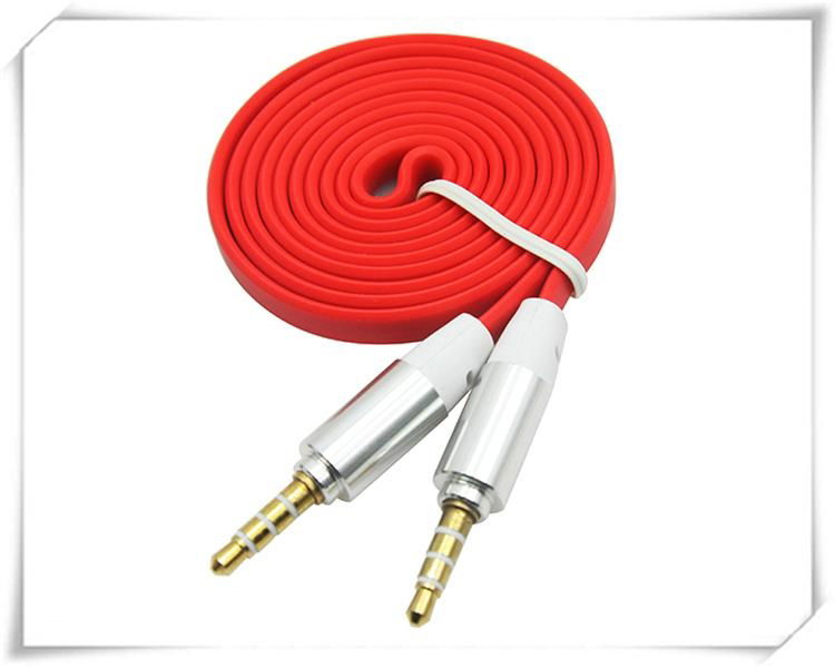 2015 hot sale colorful flat metallic aux cable made in China factory 2