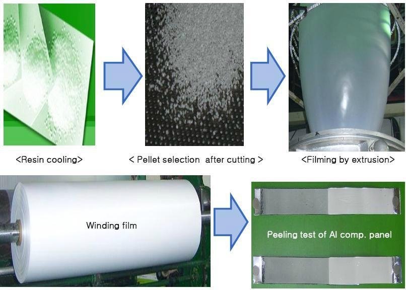 Co-polymer adhesive resin and film for FR ACP 2