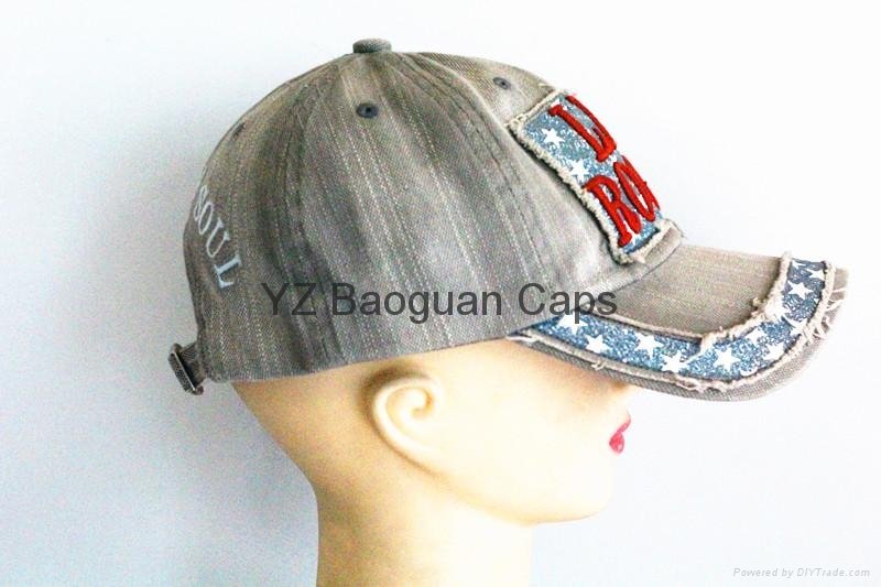 2014 Popular Fashion Denim embossed Jacquard Patch Baseball Cap 3