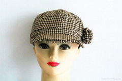 2014 Popular Houndstooth Flower Fashion Cap