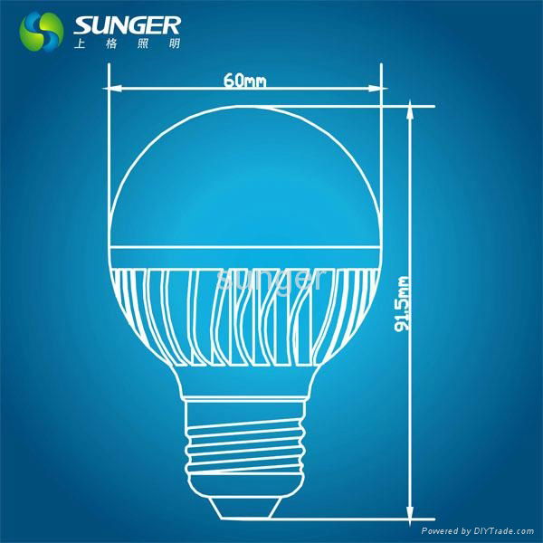 G60 5W LED bulb light E27base with CE Rohs and TUV in factory china 3