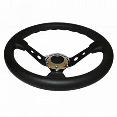 Steering Wheel with Leather Cover Aluminum Frame and Car Tunning Accessories Rac