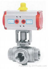 DOUBLE ACTING 3-WAY THREADED ENDS BALL VALVE