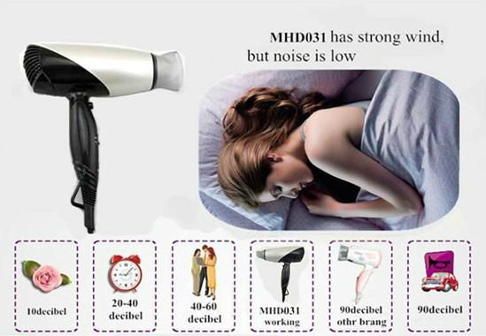 Foldable dual voltage hair dryer with diffuser