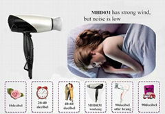 Foldable dual voltage hair dryer with diffuser