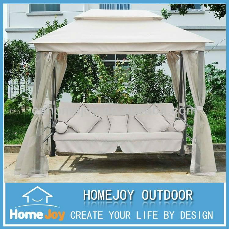 Deluxe 3 seats patio swing bed with mosquito nets 