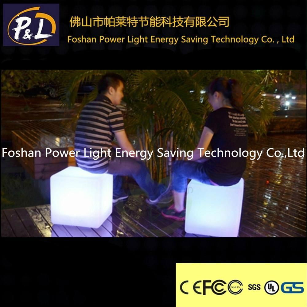 plastic led furniture light cube chair PLFFC001 powerlight (China Manufacturer) Outdoor