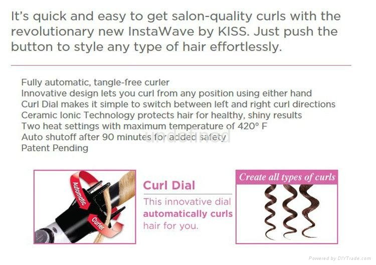 Kiss InstaWave Automatic Wand Curling Iron Hair Styler Curler 4