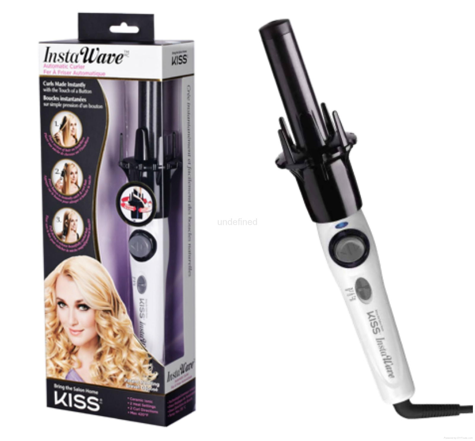 Kiss InstaWave Automatic Wand Curling Iron Hair Styler Curler