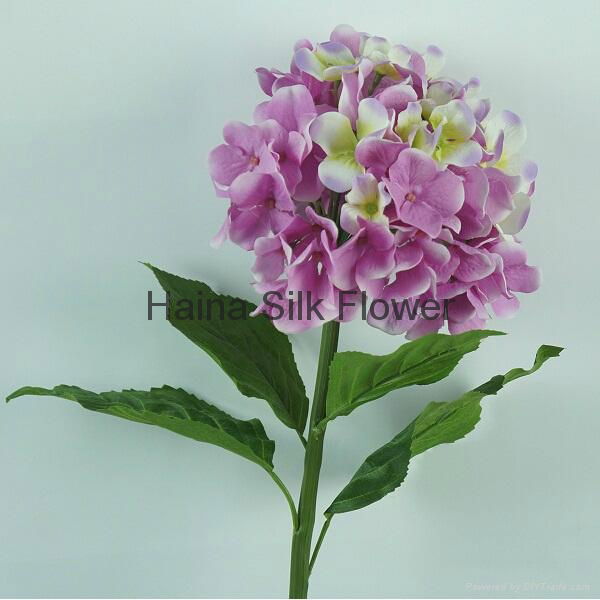 Decorative flowers artificial flowers single stem silk hydrangea wholesale  2